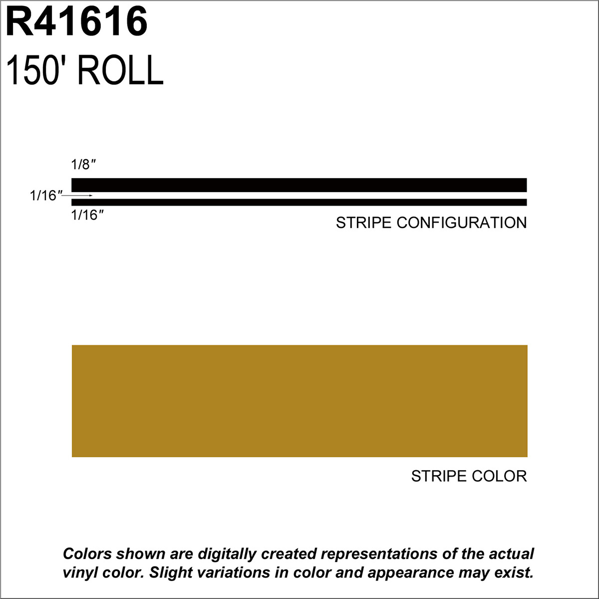 Sharpline Converting Inc Metallic Gold Vinyl Striping Tape — 1/4in. x 150ft., Outdoor Durable, Model# SHR41616